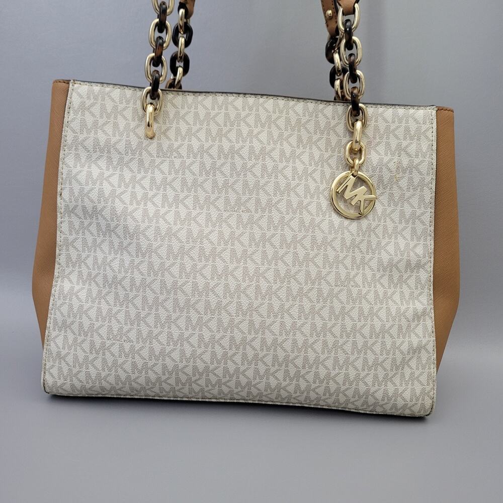 Michael Kors 35S7GAHT3B Susannah Tote Ladies Large Leather Handbag - Vanilla
